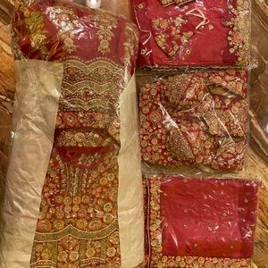 Brand New Frontier Raas Red Raw Silk Lehnga Indian Bridal wear (not used once)